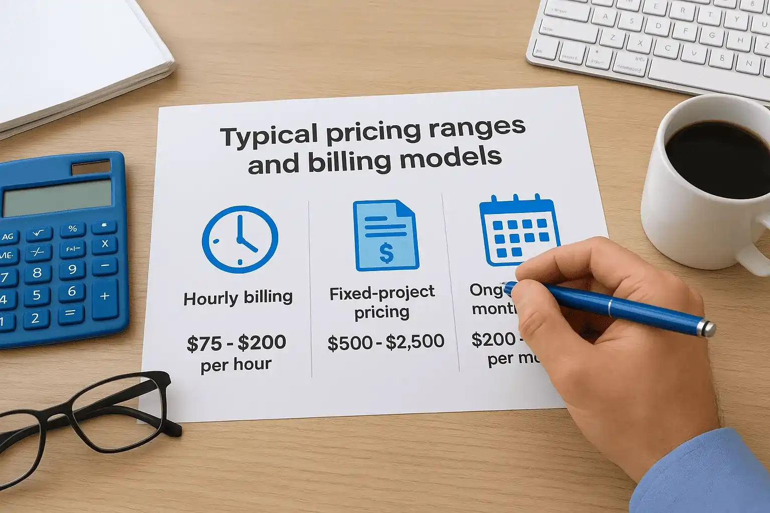 Typical pricing ranges and billing models