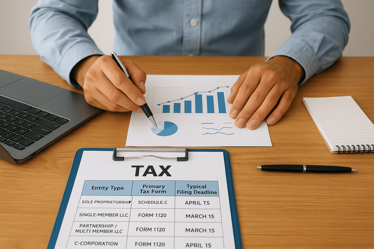 Your entity type decides your form, your rate, and your deadline